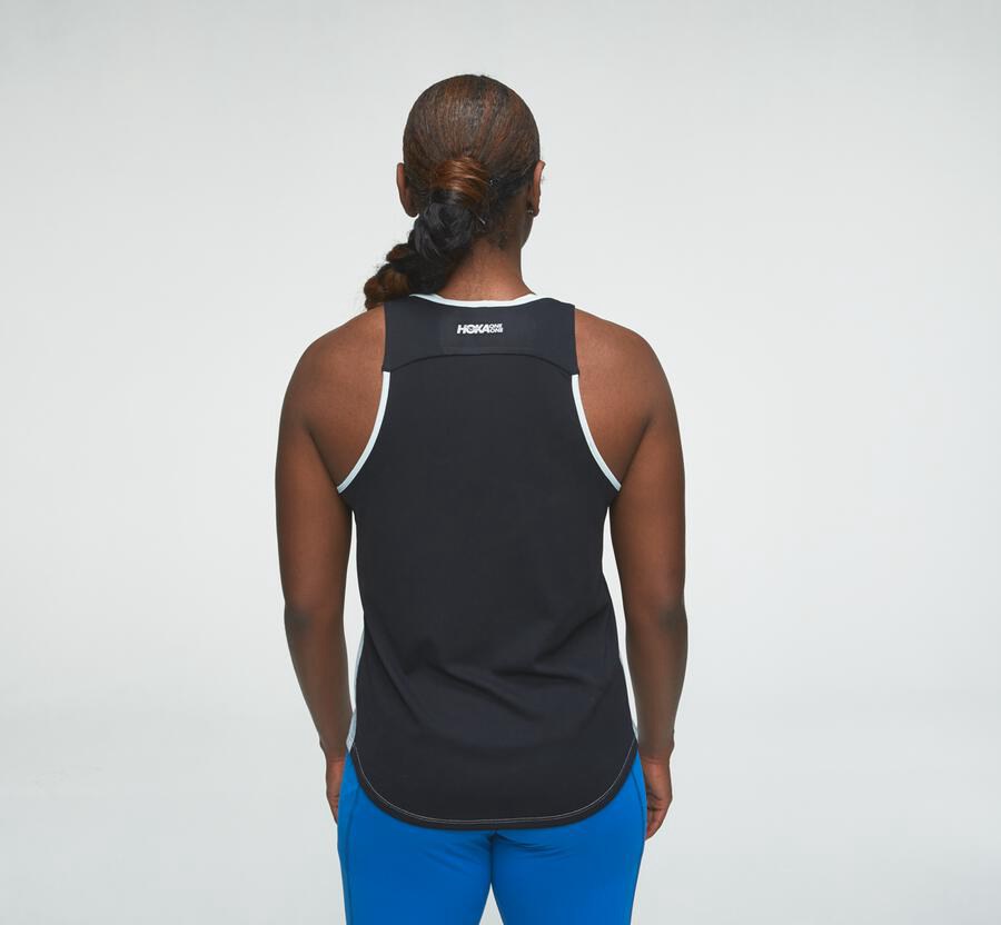 Hoka One One Top Damske Modre/Čierne - Performance Tank - 54301-VIUF